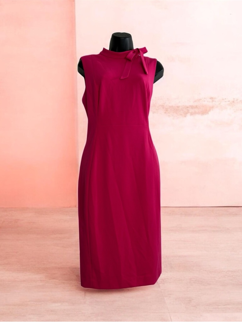 Calvin Klein Fuchsia Sleeveless Bow-Shoulder Sheath Dress 12